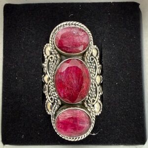 .925 sterling silver ruby ring size 8